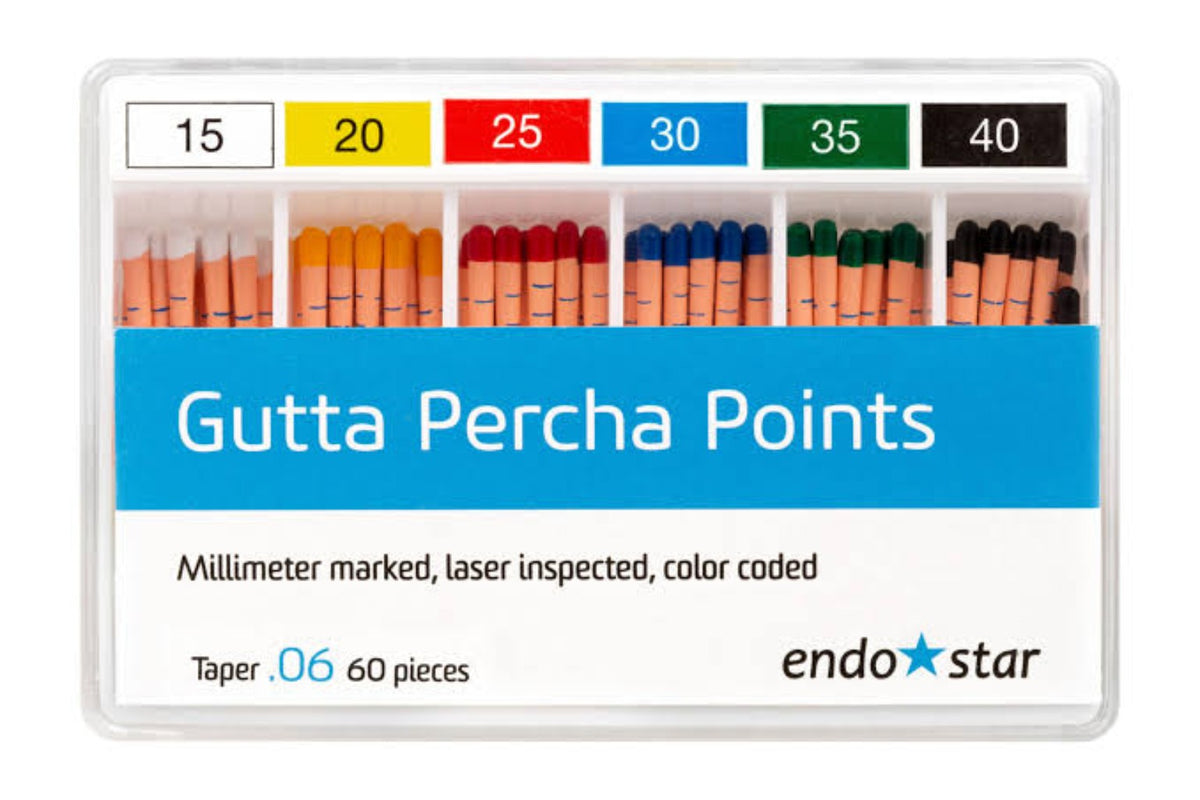 Endostar Gutta Percha Points Taper .06 Sizes 15-40