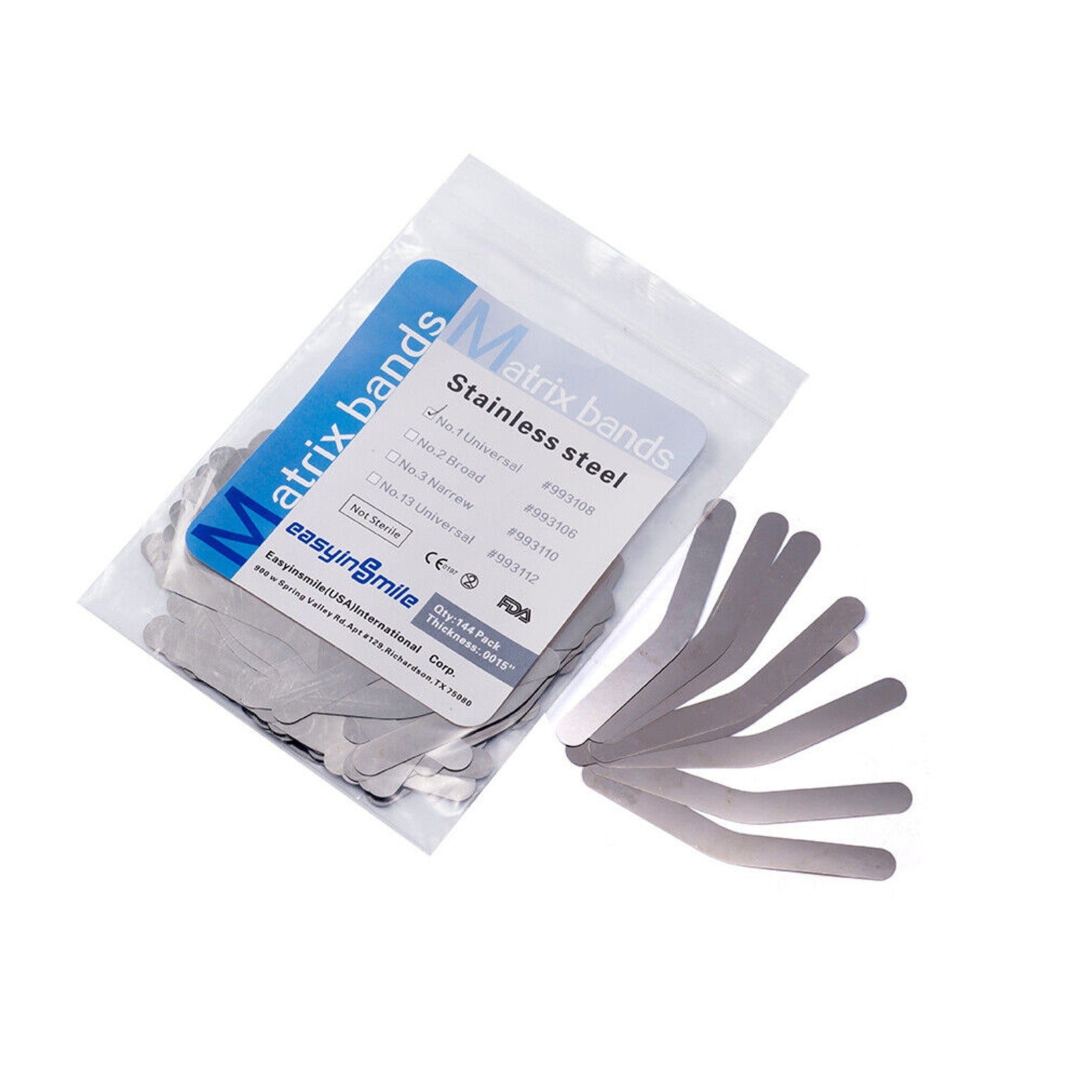 Stainless Steel Matrix Bands No. 1 Universal - 144 pcs